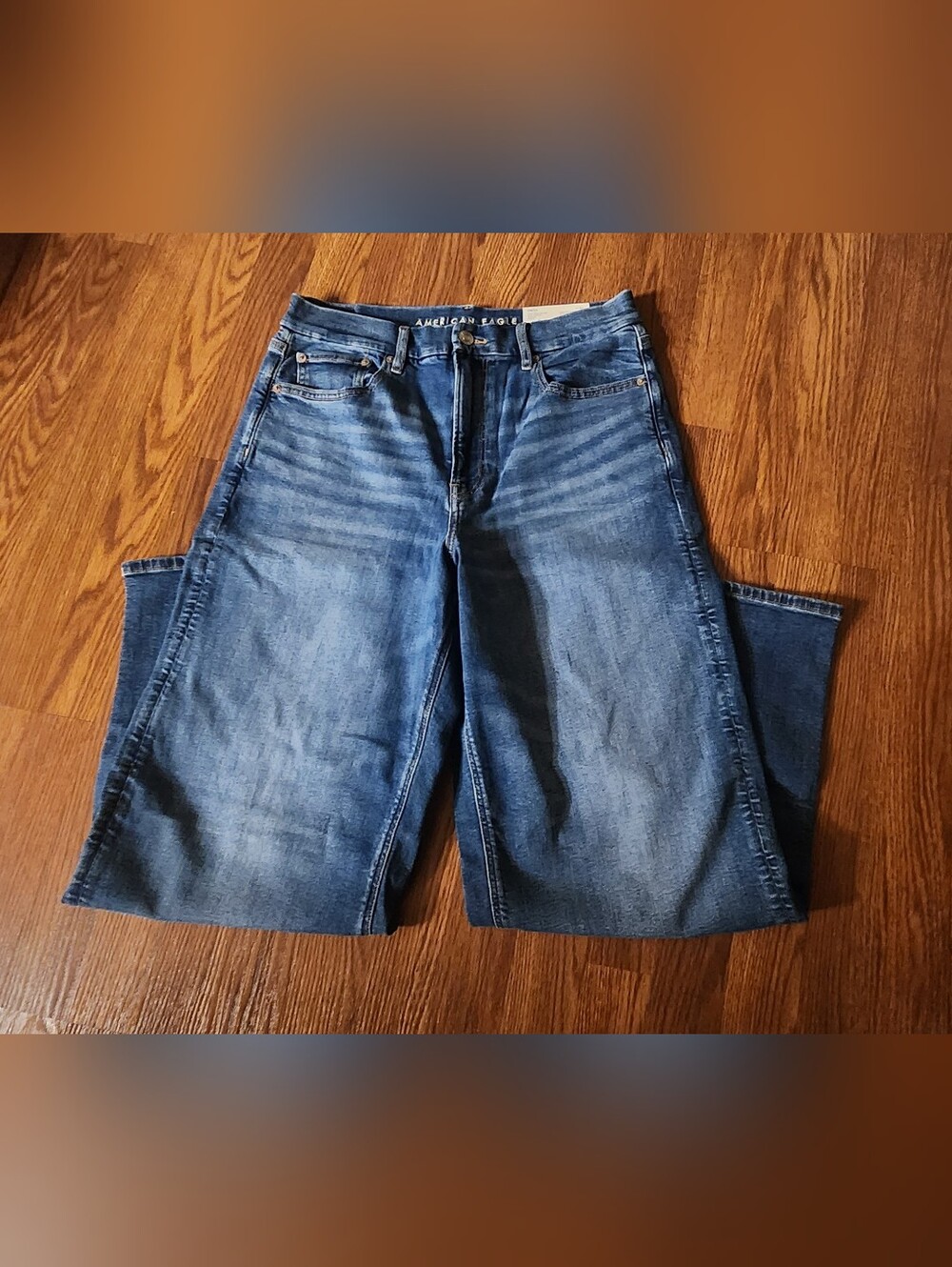 American Eagle Outfitters Wide-Leg Jeans in Dark Blue Wash - Picture 10 of 10